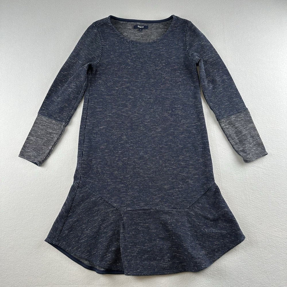 Madewell Women's Blue Gray Fullcourt Sweater Shirt Dress Size Small Marled
